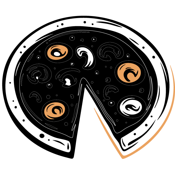 Une part de pizza au the 38 bar – Illustration Cyril Jeau Signature Pizza the 38 bar - Illustration Cyril Jeau Signature